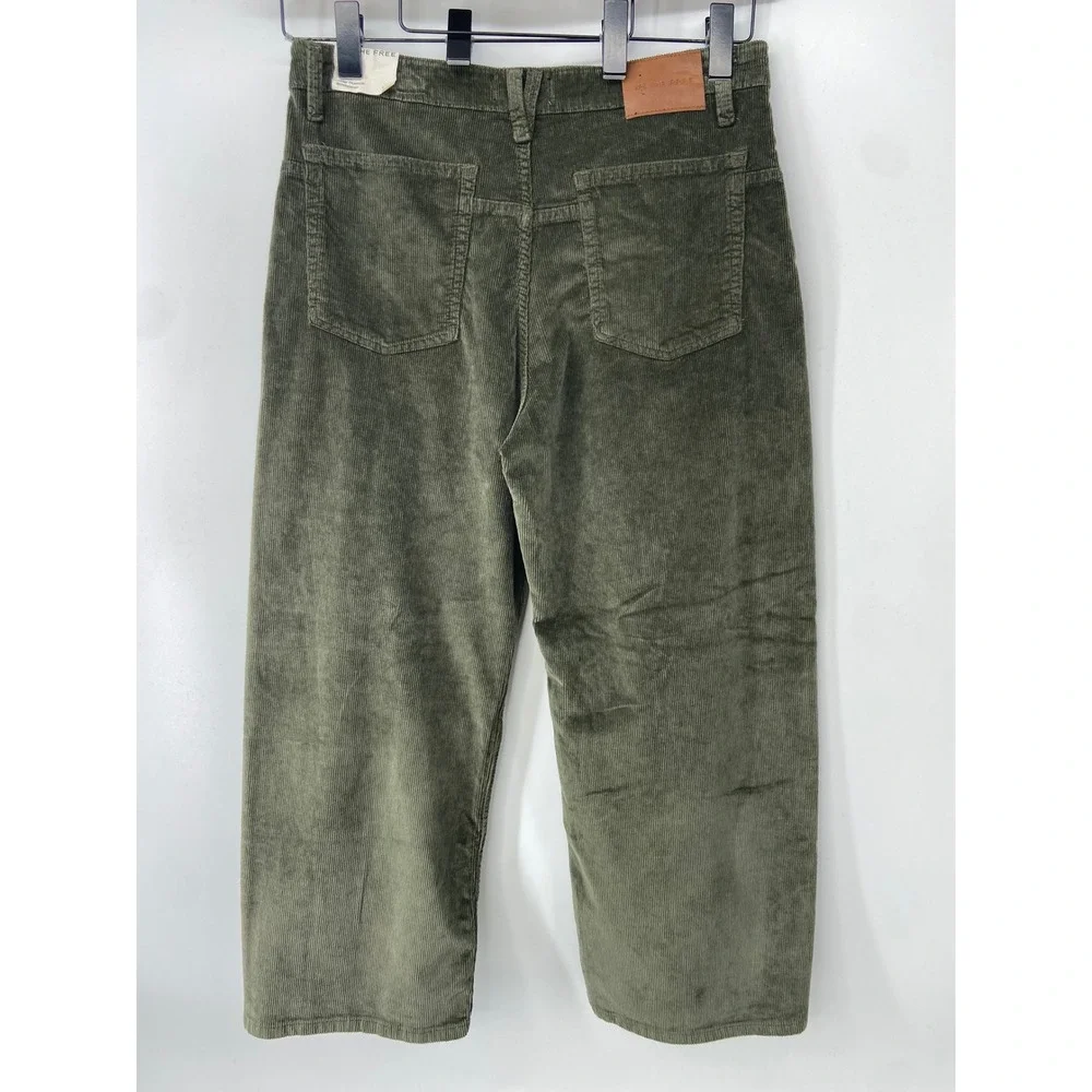 We The Free Pants Women 29 Moss Deep Trance Boyfriend Corduroy Barrel Leg